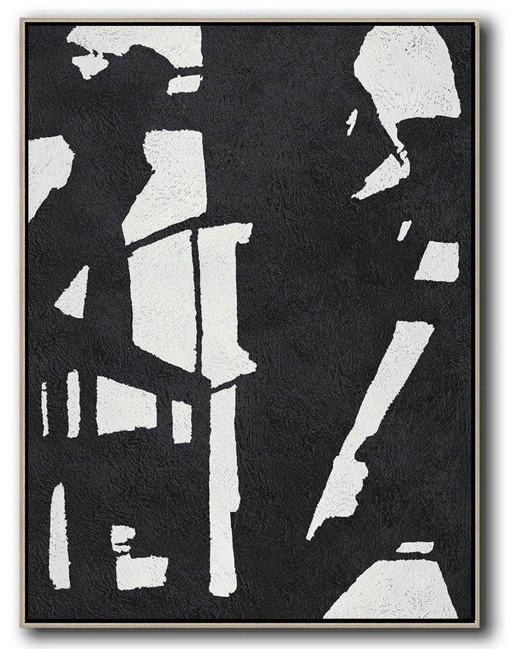 Acrylic On Canvas Abstract,Black And White Minimal Painting On Canvas - Original Abstract Painting Canvas Art